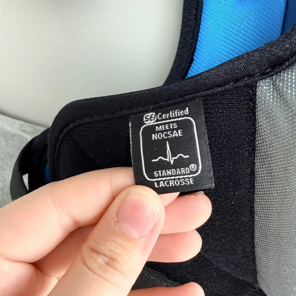Nike Vapor LT Youth Small Lacrosse Shoulder‎ Pads Gray Blue NOCSAE Certified
